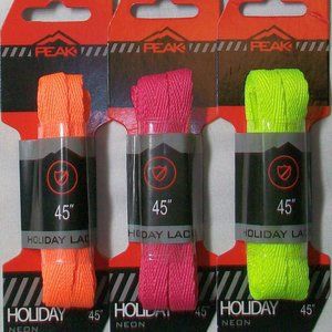 3 Lot Pair Peak 45” Holiday Neon Flat Lace Shoe Laces